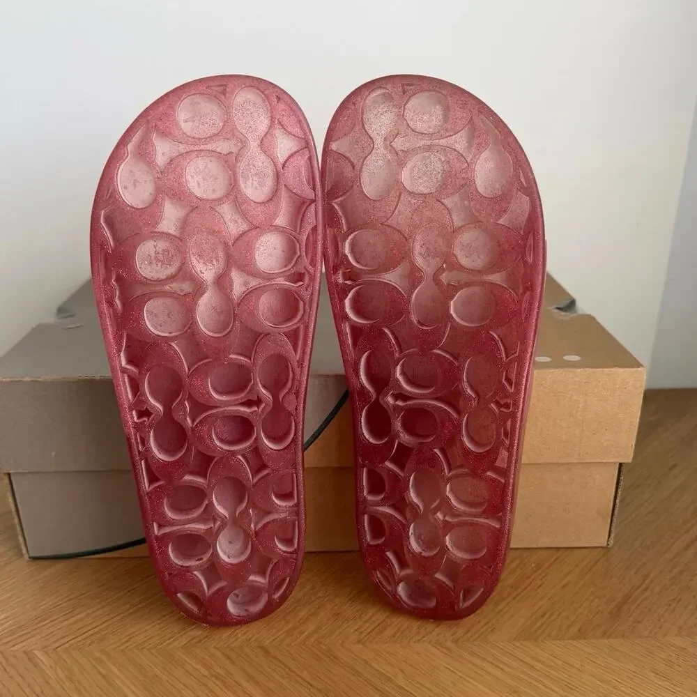 Coach Ulyssa Pink Jelly Women Pool Slides Sandals - SZ 7
